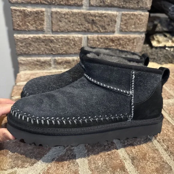 UGG Womens Classic Ultra Mini Biarritz Boot Grey/Gray size us 6 - Picture 3 of 16